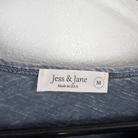 Jess and Jane Tunic Top Womens Medium Gray Floral Shirt Texture Mineral Boho USA - Picture 6 of 10